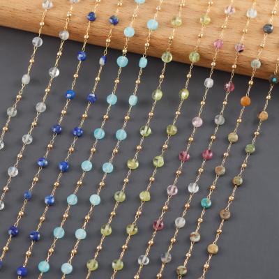 China Multi Color Stainless Steel Metal Diy Necklace Natural Stone Chain For Jewelry Making Women Accessories C262 1m/lot for sale