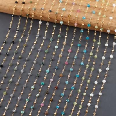 China Mulit Color Stainless Steel Natural Stone Diy Chain Necklace For Women Jewelry Making Accessories C256 1m/lot for sale