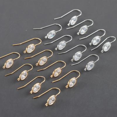 China Wholesale Copper Gold Silver Color Metal Zircon Diy Earring Hooks For Jewelry Making Accessories M1060 10pcs/lot for sale