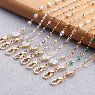 China Decoration Eyegalss Shape Metal Lmitation Pearl Glasses Chain For Women Jewelry Gift M825 1pcs/lot for sale