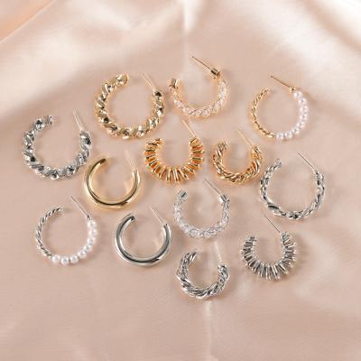 China CLASSIC Simple Style Gold Color Diy Earring Silver Stud With Circle For Woman/Lot Girls Jewelry Gift M981 6 pcs for sale