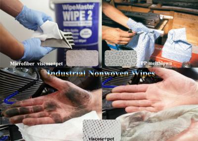 China De olie Absorberende Industriële Niet-geweven Spunlace veegt Houtpulp Witte Viscose+Pet, Microfiber af Te koop