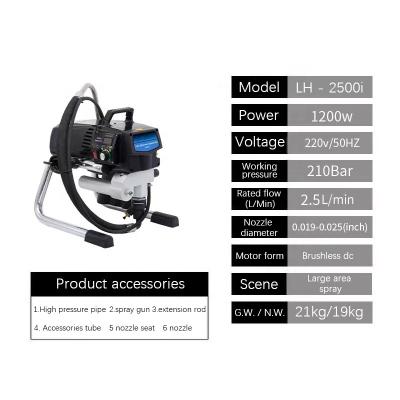 China Paint Spray Gun High Power High Pressure Paint Putty Electric Airless Sprayer 1200w 210bar LH2500i Waterproof Spraying Machine for sale