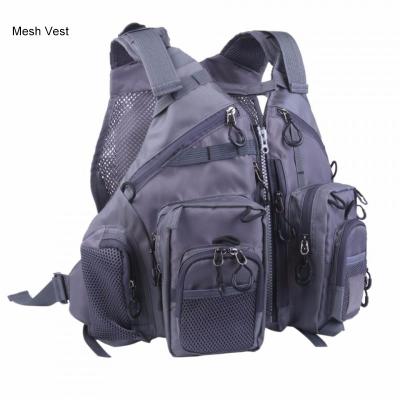 China Multi Pockets Mesh Vest Gray Fly Fishing Mesh Classic Vest for sale