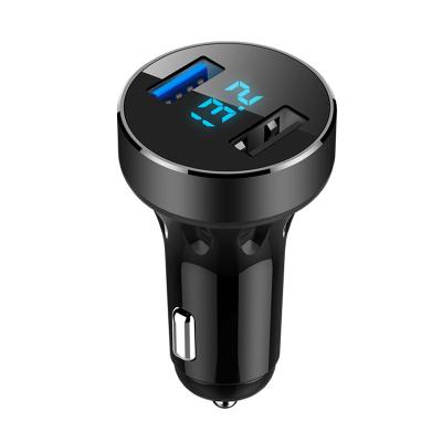 China Support Fast Car Charging Fast Charging Adapter with Led Digital Display QC3.0 Quick Charge for Mobile Phone USB Car Charger for sale