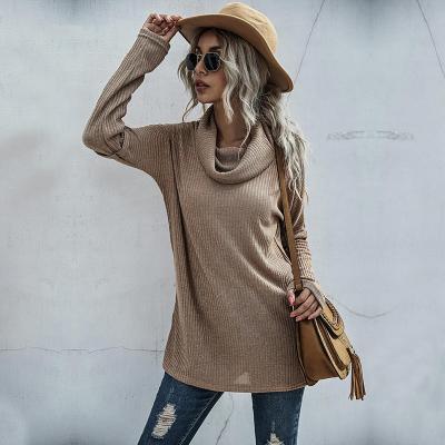 China Anti-static Ladies New Casual Loose High Quality Women's Pile Long Sleeve Solid Color Coat Knitted Sweater Knitted Sweater for sale