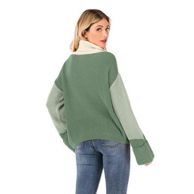 China Anti-wrinkle Europe America Amazon Three-color sweater women 2021 new Autumn Winter Turtleneck Knitted Sweater for sale