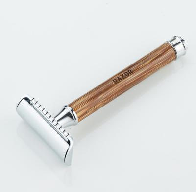 China Twin Blade and Matte Black Bamboo Women Wooden Face Shaving Private Label Body Safety Shaving Razor for sale