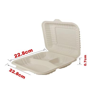 China Eco-Friendly Cornstarch Soluble Picnic Bowl 3 Compartment Classic Portable Camping Disposable Lunch Box Biodegradable for sale