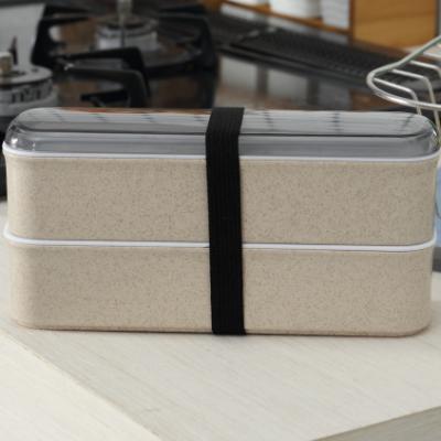 China Traditional wholesale at low price2 layers wheat straw bento lunch box food container for sale