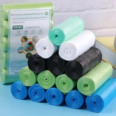 China Disposable Trash Garbage Bags Biodegradable Garbage Bags On Roll Cornstarch Plastic Bags for sale