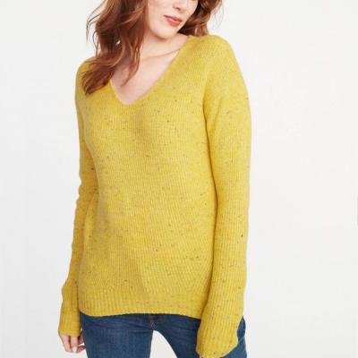 China Lady Chunky Deep V-Neckline Sweater Oversized Anti-Shrink Long Sleeve for sale