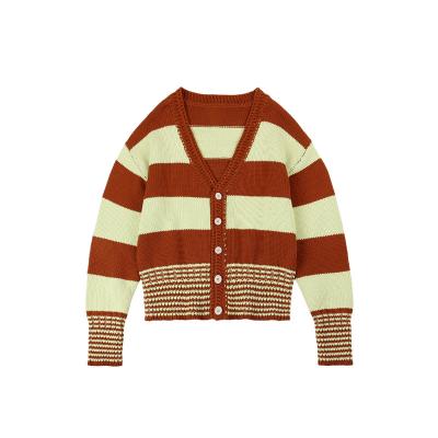 China Autumn And Japanese Handsome Boy Striped V-Neck Sweater Cardigan Teenagers Children Anti-Shrink Children Sweater Coats for sale