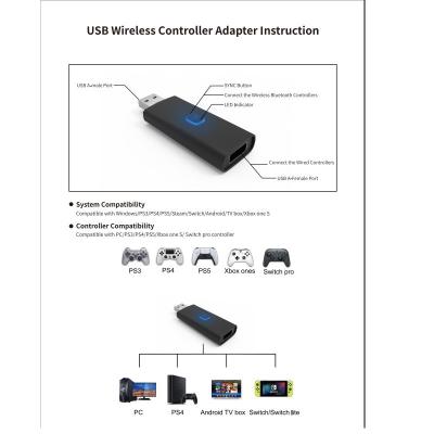 China 2021 Brand New Universal Wireless Controller Wireless Adapter for ps3/ps4 Xbox 360 Switch Wireless Controller Adapter for sale