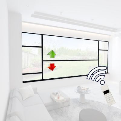 China Radfix Automatic Aluminum Remote Control Vertical Sliding Window Motorized Balcony Aluminum Sliding Window For Sunroom for sale