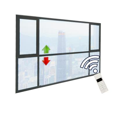 China Radfix Modern Aluminum Retractable Electric Motorized Vertical Sliding Window Automatic Lift Aluminum Sliding Window for sale