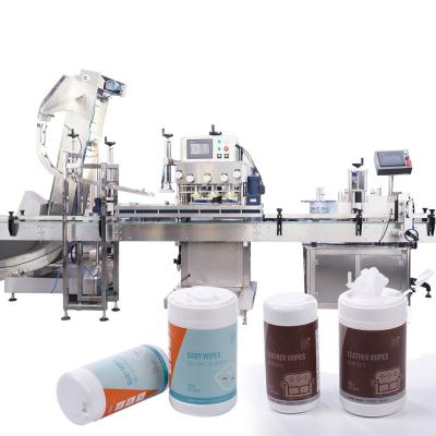 China Canister Wet Wipes Production Line Slitting Rewinding Filling Sealing Capping Labeling Machine Wet Tissue Manufacturing Machine for sale