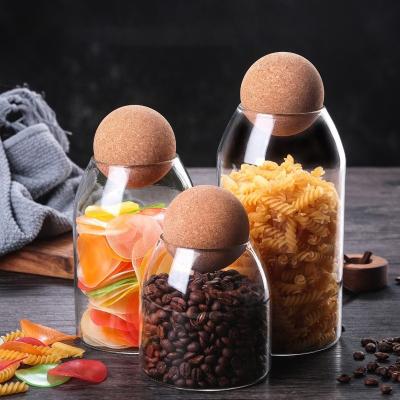 China Household Products High Borosilicate Glass Storage Jar Kitchen Food Container For Dry Fruit Coffee Bean With Ball Cork for sale