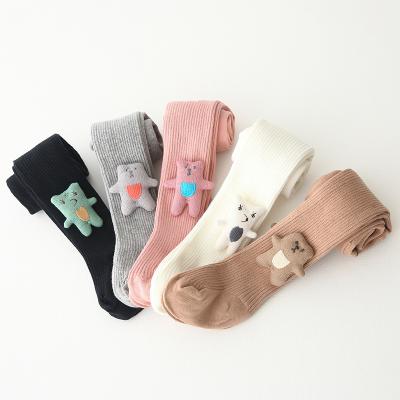 China Cute Kids Girl Designer Cotton Breathable Animal Tights Animal Bear Pantyhose Solid Color Latest for sale