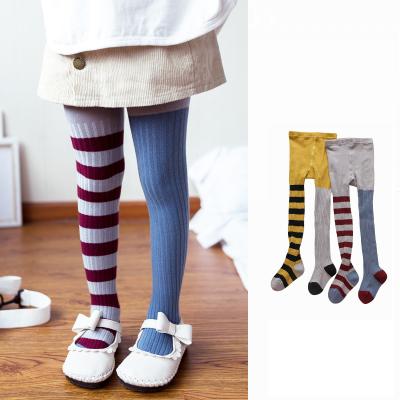 China Cute Pattern Breathable Cotton Stripe Solid Color Pantyhose Gaiters Children Girl Tights for sale