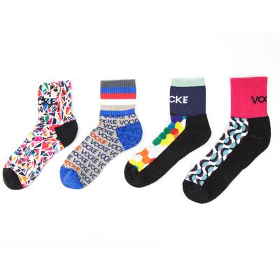 China Custom Coolmax QUICK DRY 3D Colorful Antibacterial Material Printed Cushion Sports Socks for sale