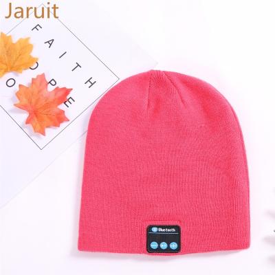 China Custom Blue Warm Winter Knitted Beanie Hat Headband Tooth Earphone Hat New for sale