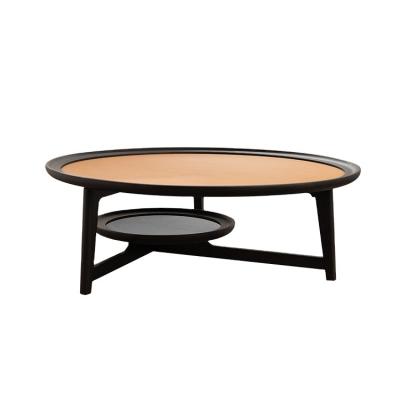 China Modern luxury modern microfiber leather top round coffee table multifunctional living room furniture for sale