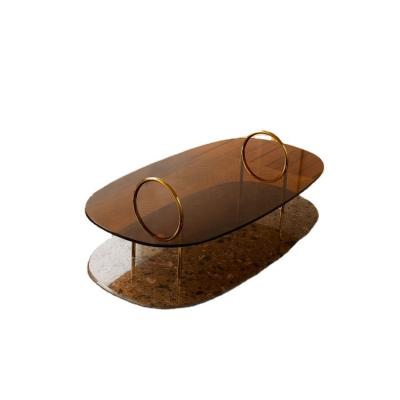 China China Wholesale Modern Luxury Maid Metal Mable Leg Modern Glass Coffee Table Top Luxury for sale