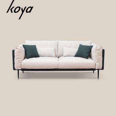 China Removable Modern Nordic Living Room Furniture Wooden Frame Feather 3 Seater Fabric Sofa for sale