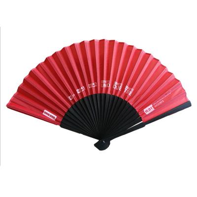 China Asian Cheap 21cm Custom Logo Printed Folding Bamboo Cloth Hand Personalized Custom Fan for sale