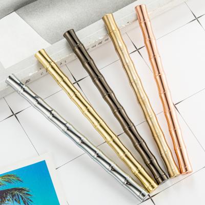 China office & School Pen Luxury Bamboo Shape Copper Pen Silver Golden Brass Rose Gold Chrome Plated Brass Roller Pen Without Clip for sale