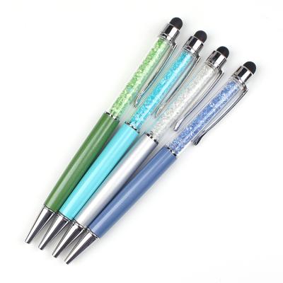 China office & School Pen Many Colors Crystal Ballpoint Pen Metal Custom Logo Filled Crystal Stylus Pen For Screen for sale