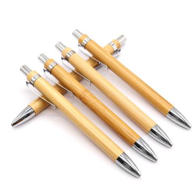 China office & 2022 School Pen Custom Eco-Friendly Wooden Bamboo Pen With Logo Ballpoint Pen With Metal Clip for sale