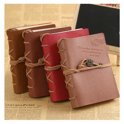 China Vintage Retro Classic Leather Diary Hardcover A5A6 Leather Bound Diary Key Notebook Diary for sale