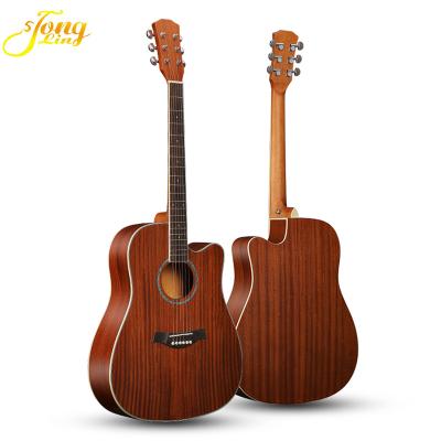 China Professional Wholesale Sapele Tongling Acoustic Folk Cutaway Guitar for sale