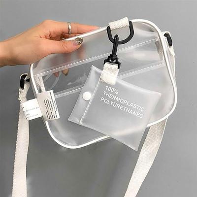 China 2 Pcs PVC Small Transparent Clear PVC Women's Casual Cross - Body Bags For Women Handbag Clear Shoulder Bag Set Jelly Phone Bags W235 for sale