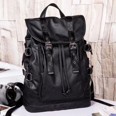 China 2021 Waterproof Fashion PU European Brands Leather Mens Womens Traveling Backpack For Male for sale