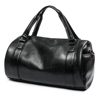 China 2021 Leather Gym Handbags Men Weekender Bag Vintage Black Leather Travel Men's Large DuffelWaterproof Handbags Unisex Bags for sale