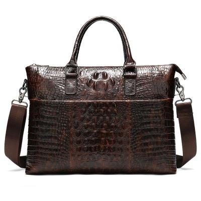 China 2019 New Luxury 100% Cow Leather Male Business Briefcase Genuine Leather Male Shoulder Bag Real Alligator Leather Tote Computer Bag Men for sale