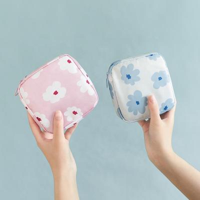 China Lady Flower Sanitary Pad Pocket Beauty Makeup Bag Canvas Coin Purse Jewelry Organizer Storage Bag Credit Cards Case Small for sale