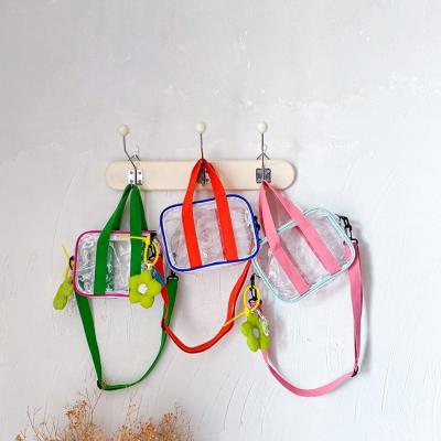 China For Children's New Summer Flower Bag Baby Beach Gel Snack Storage Plastic Transparent Bag Kids Korean Contrast Color for sale