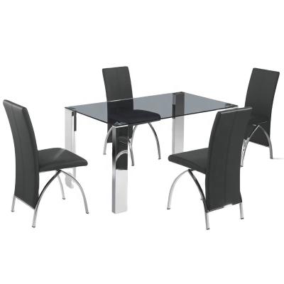 China Modern Modern Steel Dining Table With 4 Seater Dining Table Tempered Glass Center Table Glass Design for sale