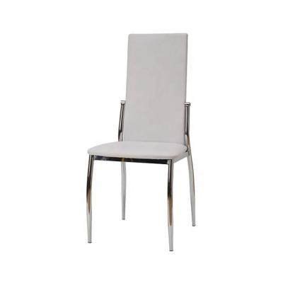 China Wholesale Morden Modern High Back White Leather Chromed Dining Chair for sale