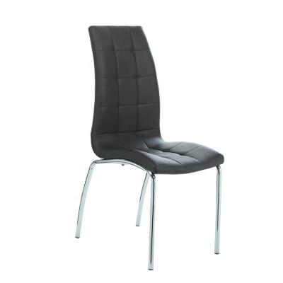 China Best Selling Modern Black Leather Classic Series PU Cooling Chair With Chromed Legs For Dining Room for sale