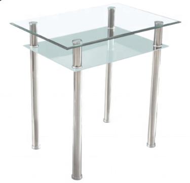 China New Design Simple And Beauty Glass Top With Chrome / Stainless Steel Leg Dining Table for sale