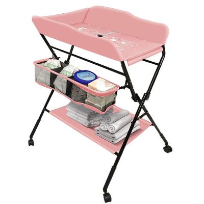 China Ouninbear Portable Folding Baby Diaper Changing Table With Storage And Movable Nursery Pad for sale