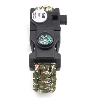 China Promotional Gifts/Multifunctional Army Paracord Survival Bracelet Adverstment SOS LED Light with Compass Fire Starter Whistle for sale