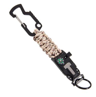 China Survival/Camping/Hiking Ring Compass Buckle Garlan Paracord Key Chain Hot Selling Paracord Survival Key Key Chain Cheap for sale