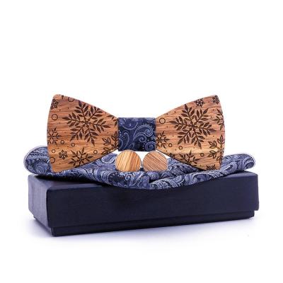 China Fashion Christmas Classic Snowflake Cut Out Design Blue Bow Tie for sale