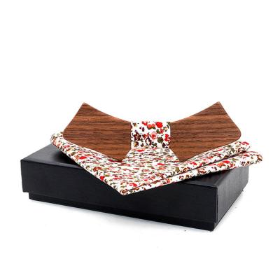 China Classic Custom Wholesale Wooden Ties Men's Bow Tie Bow Tie Wooden Set for sale